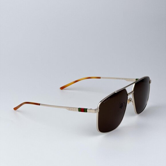 Gucci GG1676S 002 Men NAVIGATOR BRAND NEW Sunglasses Gold Brown Aviator - Picture 5 of 12